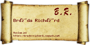 Bréda Richárd névjegykártya